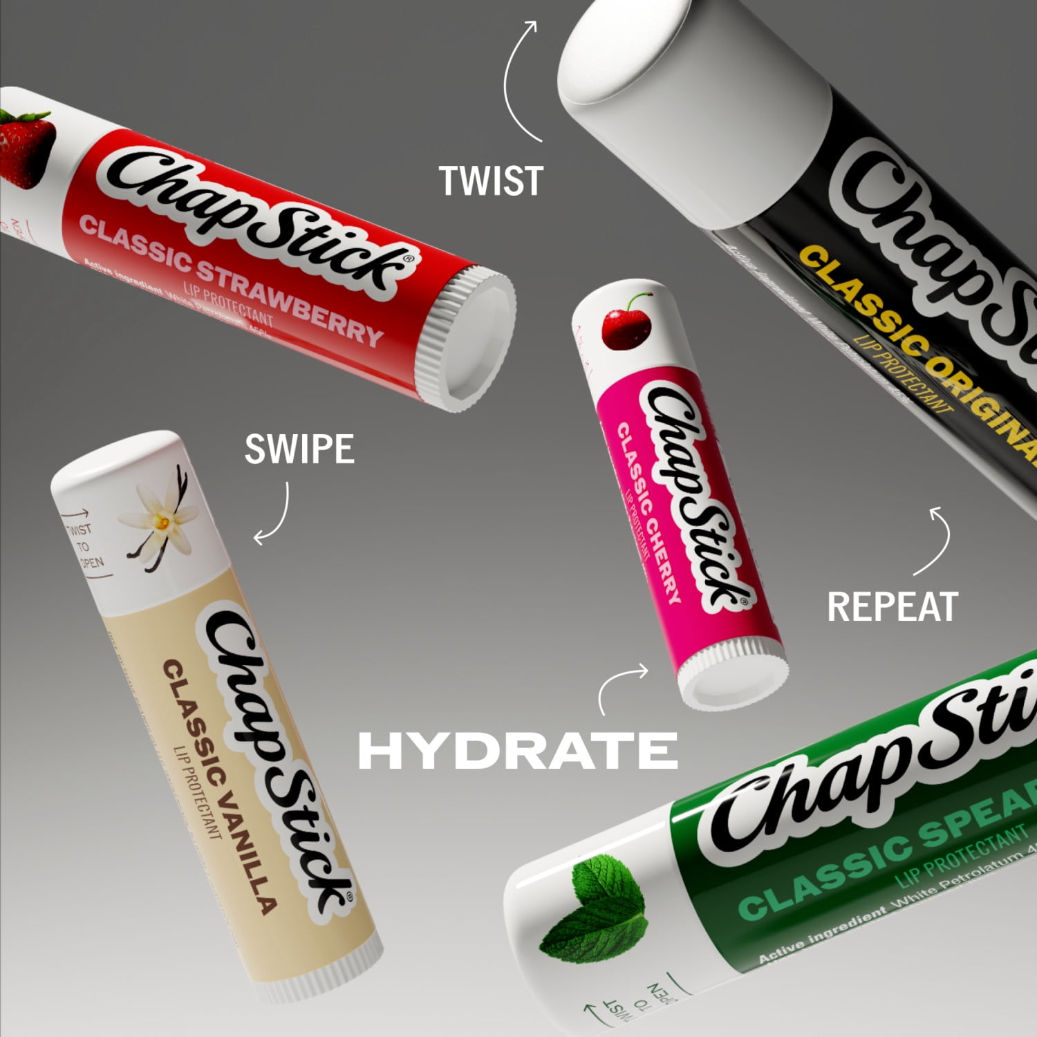 ChapStick Classic Vanilla Lip Protectant, Sulfate-Free, Paraben-Free, 3ct/0.45oz