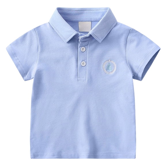 KPOPLK Toddler Boys School Uniform Short Sleeve Polo Shirts 1-6 Years Summer Pique Collared Button Closure Top Shirt for Boy Size 4-5 Years