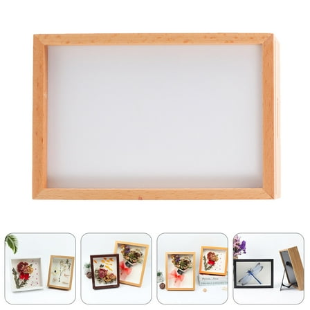 HEALEEP 1Pc Khaki Photo Frame for DIY Projects and Pressed Flower Kits in Study Room