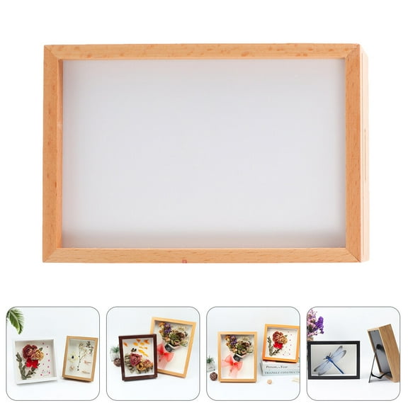 HEALEEP 1Pc Khaki Photo Frame for DIY Projects and Pressed Flower Kits in Study Room