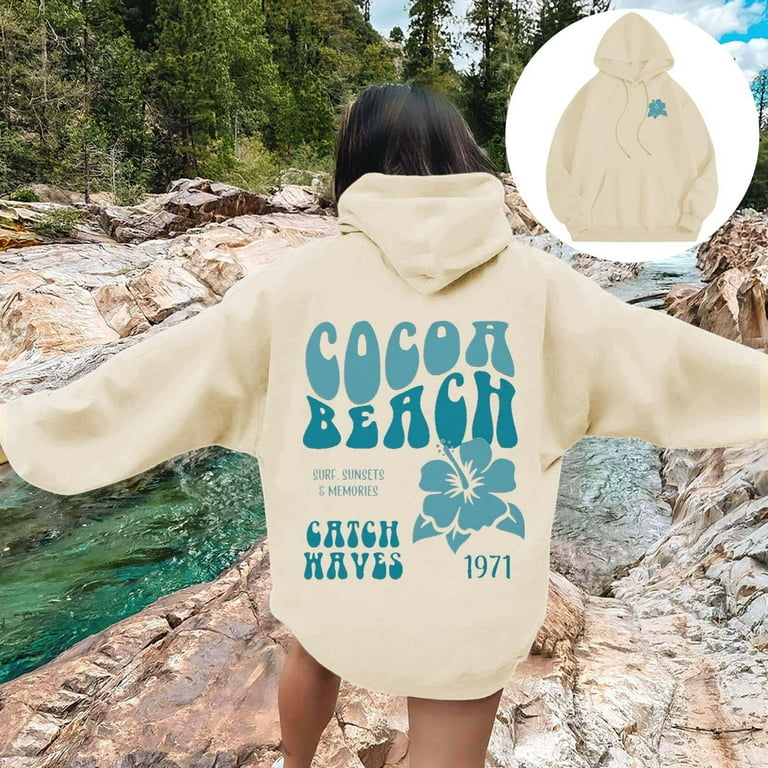 CILENON Sweatshirts for Teen Girls Long Sleeve Letter Preppy Casual Graphic Hoodies Drawstring Pullover Cute Oversized Hoodie Beige XXXL Walmart