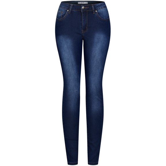 2Luver, Women's, Stretchy 5 Pocket Medium Denim Skinny Jeans, Denim Medium, 11
