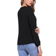 thumbnail image 3 of Blusas de encaje de manga larga para mujeres, elegantes y casuales, camisetas de trabajo con cuello en V, M negro, 3 of 6