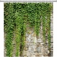 thumbnail image 3 of Stone Brick Wall Shower Curtain Green Leaves Garden Landscape Nature Plant Scenery Rustic Marble Rocks Stone Wall Bathtub Curtains Fabric Bathroom Accessories with Hooks, 3 of 6