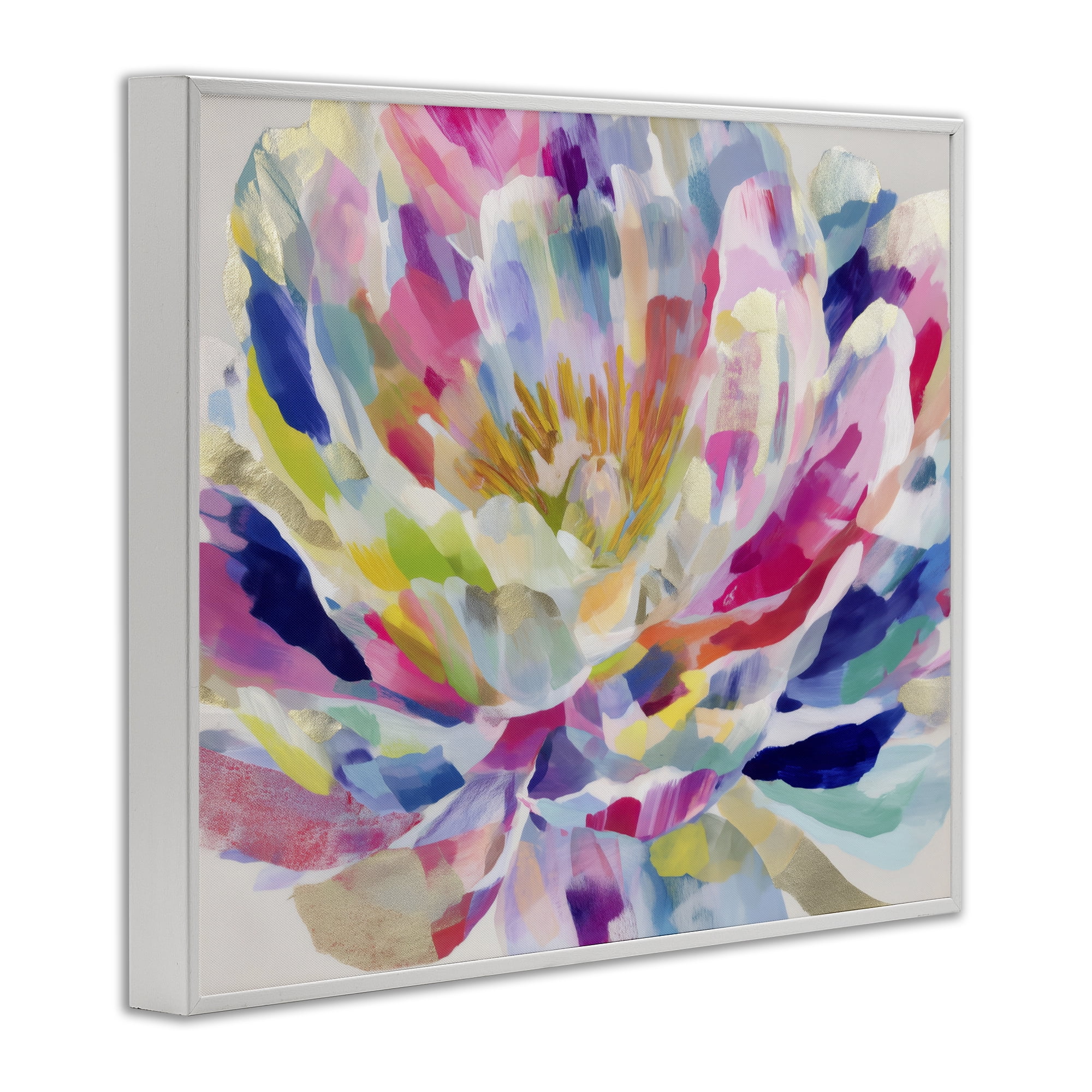 Stupell Industries Dahlia in Pink & Blue White Framed Giclee Art, design by Chromatic Storm Studio
