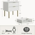 thumbnail image 2 of Nightstand,Mid-Century Modern Bedside Table with 2 Storage Drawer,Small Gold Frame Side End Table for Bedroom,Living Room, White, 2 of 12