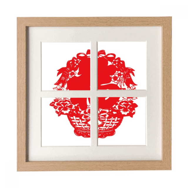 Rojo chino linterna modelo tradicional Pantalla de escritorio de pared de marco 4 aperturas