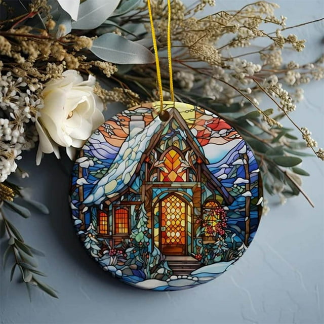 Christmas Acrylic Pendant Concave Textured Round Pendant Decoration
