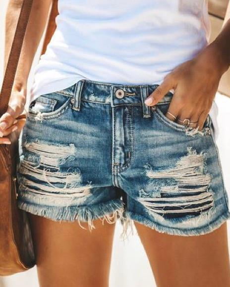 Denim Ripped Shorts