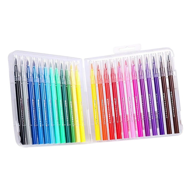 Jikolililili Real Brush Pens, Flexible Nylon Brush Tips, Professional Watercolor Pens for Painting, Drawing, Coloring with Water Brush, Size: 24