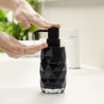 thumbnail image 3 of Dispensador de jabón acrílico negro moderno con patrón de diamantes for baño, cocina y hotel, 3 of 5