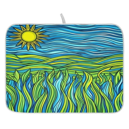 

Artistic Oil Painting Pattern Dish Drying Mat for Kitchen Quick Drying Absorbent Soft Durable 16 x 18