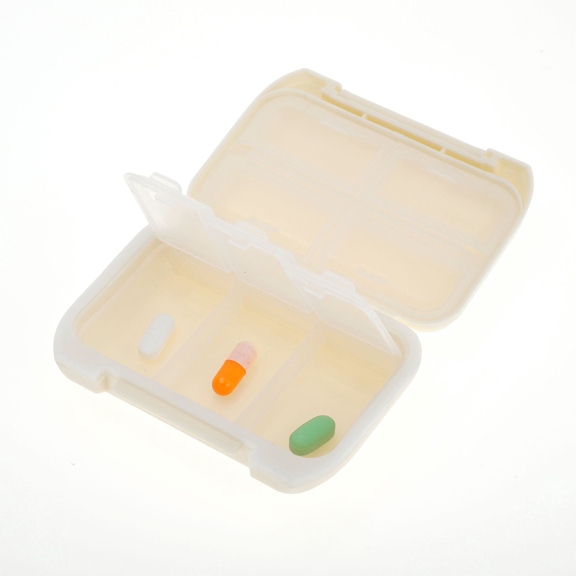 Unique Bargains 7 Grids Double Layer Pill Box 1 Pc Beige