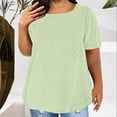 thumbnail image 2 of WCMZJ Plus Size Tops for Women Summer Short Sleeve Shirts Crew Neck Cute Eyelet Tees Tops Green L, 2 of 5