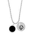 thumbnail image 1 of Delight Jewelry Silvertone Small Black Enamel Disc Silvertone Script Initial Disc - D - Charm Necklace, 20"+3", 1 of 4