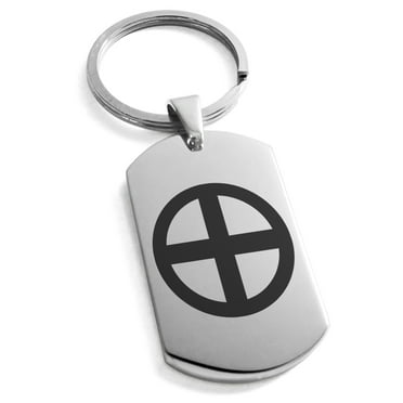 Stainless Steel Shimazu Samurai Crest Engraved Dog Tag Keychain Keyring