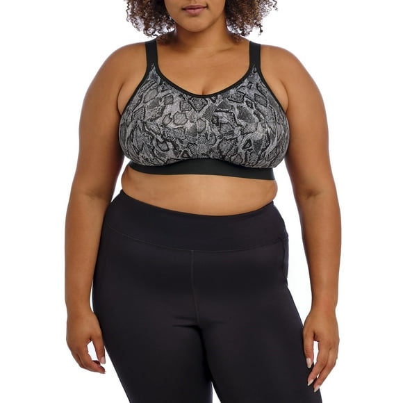 GODDESS Soutien-Gorge de Sport Confort Sans Armature pour Femmes Grande Taille, Serpent Noir, 36K