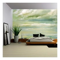 wall26 - Original Oil Painting of The Malibu Beach Shore - Removable Wall Mural | Self-Adhesive Large Wallpaper - 100x144 inches