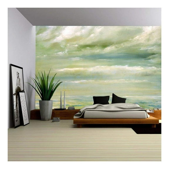 wall26 - Original Oil Painting of The Malibu Beach Shore - Removable Wall Mural | Self-Adhesive Large Wallpaper - 66x96 inches
