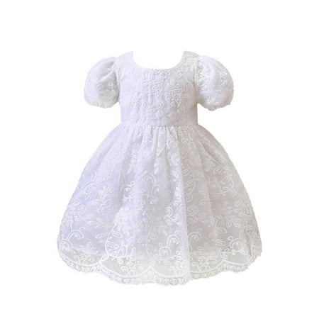 

JAHH Pageant Dresses for Girls Toddler Short Sleeve Tulle Dress Princess Dance Party Clothes for Birthday Casual Soft Comfortable Gowns(3-4 Years White)
