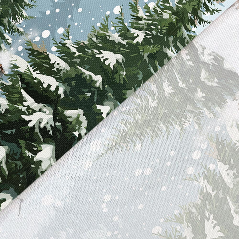 Winter Snowy Forest Shower Curtain 70X70 inch Pine Tree Cardinal Deer Snowflake Shower Curatin Xmas Snowy Scenery Christmas Holiday Bathroom Bath Rustic Farmhouse Decor Polyester Fabric with Hooks