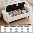 thumbnail image 5 of ATOMSPACE 51.5''W Storage Bench for Bedroom End of Bed, Mid-Century Corduroy Upholstered Storage Bench with Rolled Armed, White, 5 of 12