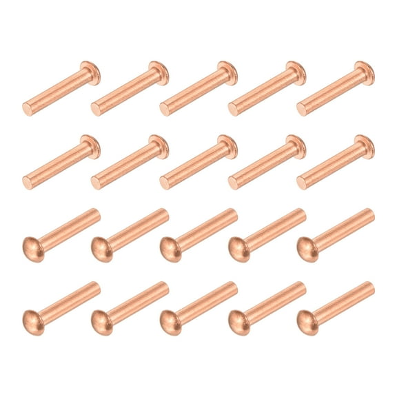 Uxcell 100 Pack 1/8 " x  5/8 " Round Head Copper Solid Rivets Fasteners