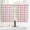 thumbnail image 3 of Brown White Plaid Kitchen Curtain 54 Inch Length Small Short Cafe Tiers Curtains Drape, Gradient Geometric Buffalo Checkered Window Treatment Rod Pocket Drapery Panels Curtains, 42x54, 3 of 5