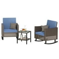 thumbnail image 3 of Dextrus Outdoor Rocking Chairs Set of 3, Wicker Patio Furniture with Thickened Cushions and Table for Porch, 400lbs Weight Capacity - Blue, 3 of 10