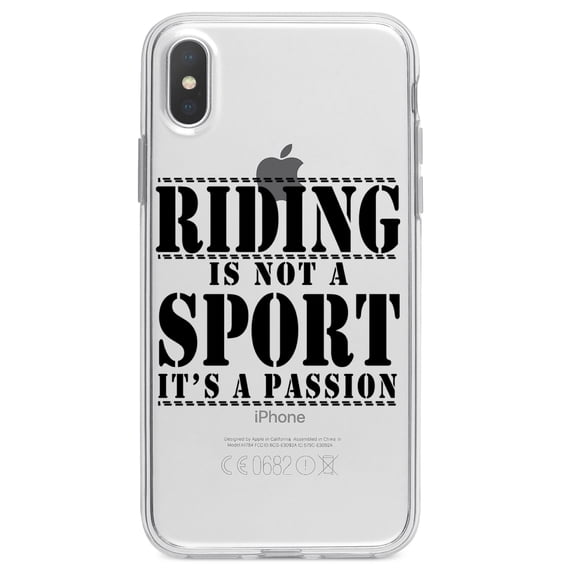 DistinctInk Clear Shockproof Hybrid Case for iPhone XS Max (6.5" Screen) - TPU Bumper Acrylic Back Tempered Glass Screen Protector - Riding is A Passion - horses