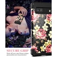 thumbnail image 4 of Google Pixel 6A Case 6.1" 2022,Glitter Sparkle Floral Pattern 3 in 1 Duty Rugged Dual-Bumper,Hard PC & Soft Silicone,360 Full-Body Protective Phone Cover for Women Girls,Peony, 4 of 16