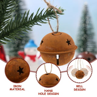 40 Pieces Christmas Rusty Jingle Bells Rustic Metal Bells Craft Bells with  Star Design and Twine for Christmas Wreath Craft Decoration Supplies (1.57  Inches)