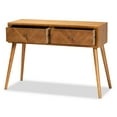 thumbnail image 3 of Baxton Studio Mae Mid-Century Modern Natural Brown Finished Wood 2-Drawer Console Table, 3 of 9