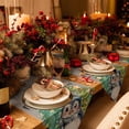 thumbnail image 2 of Table Runner Dresser Scarves Merry Christmas Penguin Xmas Tree Cotton Linen Burlap Table Cover Winter Snowflake on Gray Table Runners for Family Kitchen Dining Holiday Party Banquet Decor, 2 of 5