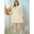 thumbnail image 6 of Womens Casual Plus Size Square Neck Long Sleeve Ribbed Swing Dress  XXL, 6 of 8