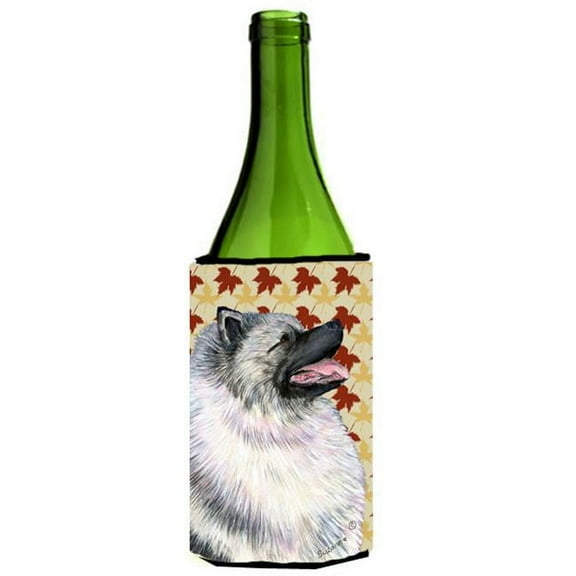 Keeshond Fall Leaves Portrait Wine bottle sleeve Hugger