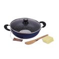 thumbnail image 1 of Mumma's LIFE Non-Stick Deep Kadai with Glass Lid- with Riveted and Virgin Bakelite Handle PFOA/Heavy Metal Free (Induction and Gas Stove Friendly) - (24CM, Blue), 1 of 5