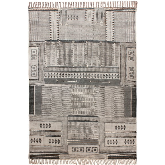 Casavani Handmade Pure Cotton Rug Indian Gray Flat Weave Yoga Mat 2x3 Feet