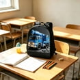 thumbnail image 4 of Construction Truck Pattern Backpack Customizable Assembly Car Casual Bag Lightweight Polyester Daypack for Sports School Outdoor Trips, 4 of 6