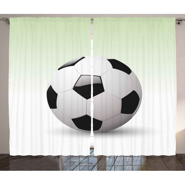 Sports Curtains 2 Panels Set, Vector Image of Football Soccer Ball