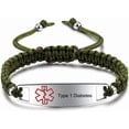 thumbnail image 1 of shiyou-Pre-Engraved Type 1 Diabetes Medical Alert ID Bracelet for Kids | Nylon Rope Braided Medical Alert Bracelet, 6-8 Inches Adjustable, 1 of 4