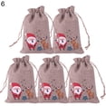 thumbnail image 1 of 5Pcs/Set Goodies Bag Drawstring Dust Proof Imitation Linen Tiny Jute Burlap Christmas Themed Printed Candy Pouch Party Supplies, 1 of 8