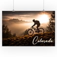 thumbnail image 2 of Colorado, Mountain Biker at Sunset (16x24 Giclee Gallery Art Print, Vivid Textured Wall Decor), 2 of 3