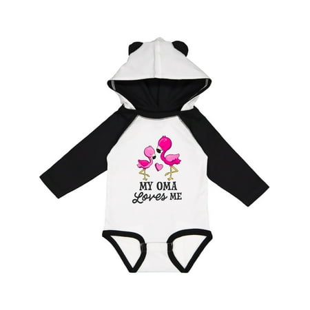 

Inktastic My Oma Loves Me with Two Flamingos Gift Baby Boy or Baby Girl Long Sleeve Bodysuit