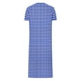 thumbnail image 4 of Women Zip Front Nightgown Short Sleeve Plaid Sleep Dress Soft Cotton Loungewear Long Housecoat with Pockets, 4 of 6