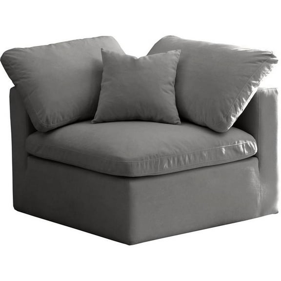 Maklaine Contemporary Gray Velvet Modular Corner Chair