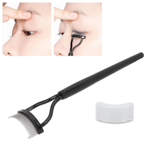 Lash Comb, Curved Design Eyelash Comb Stainless Steel Material Black Straight Handle For Beauty Salon For Home