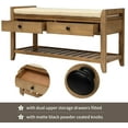 thumbnail image 2 of Shoe Bench Entryway Bench Shoe Rack Wooden with Cushioned Seat and Two Handle Drawers Multipurpose for Entryway Home Living Room, Old Pine, 2 of 6