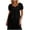 Z153 Black, variant on Womens Boho V Neck Short Puff Sleeve Blouse Textured Empire Waist Ruffle Hem Top Flattering Tunic Loose Fit Summer Casual Pleated Peplum Shirt Yellow,XS