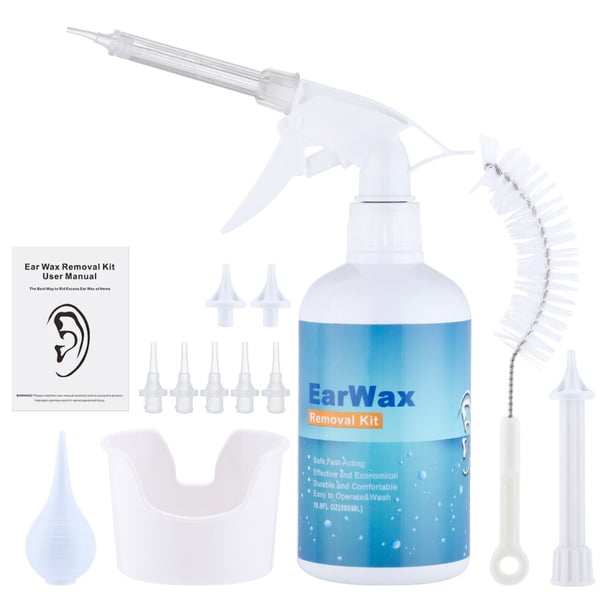 Kit de eliminación de cera de oído, juego de herramientas de riego, limpiador de oídos, botella de enjuague con puntas de limpieza para adultos, cuidado de la salud, 500ml